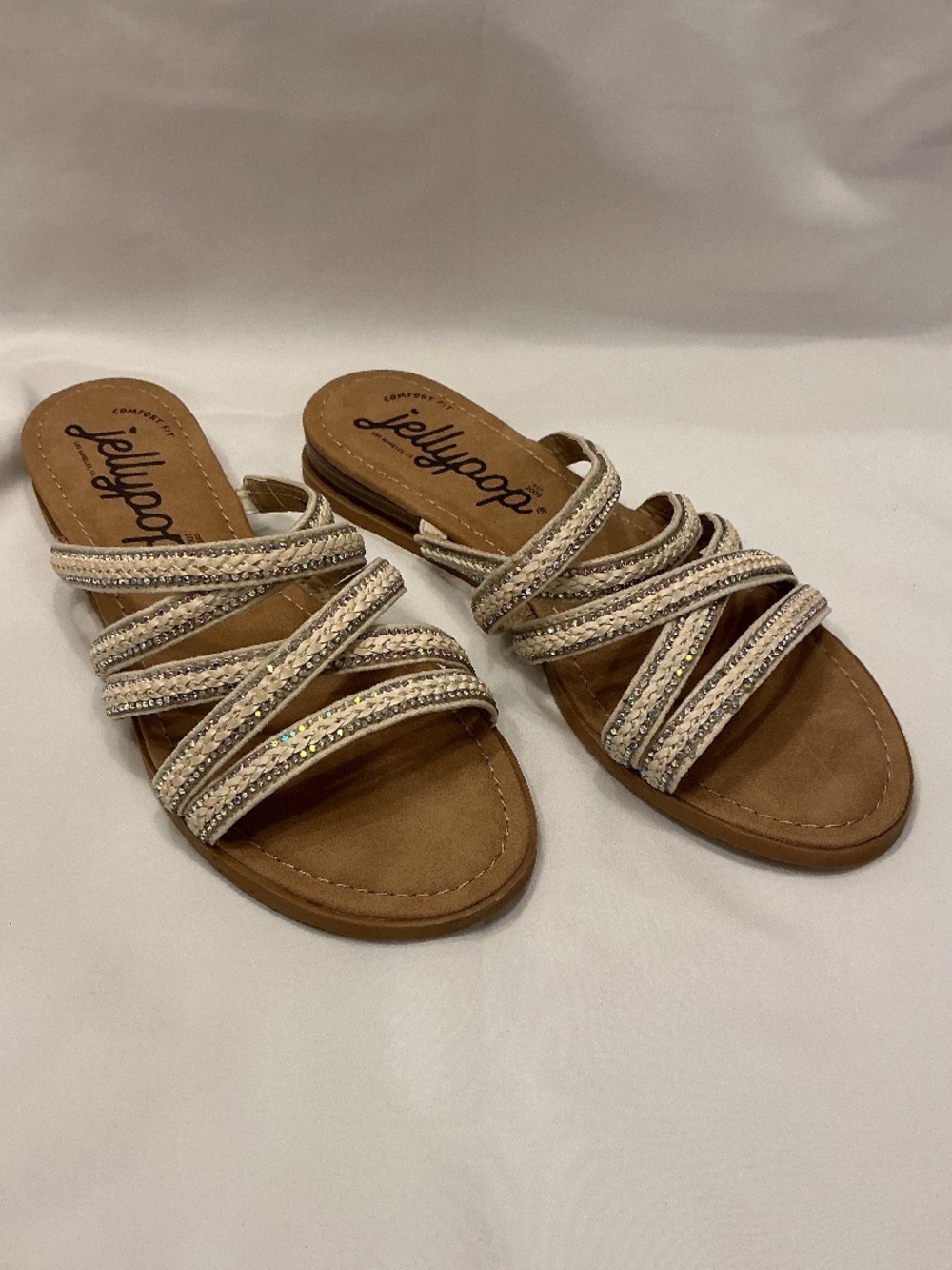 JELLYPOP Flat Slide Strappy Sandals (size: 6)